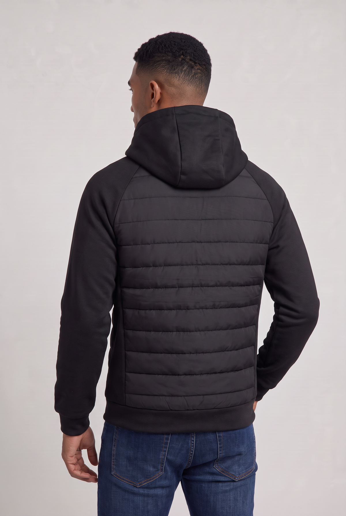 Men’s Hybrid Puffer Jacket Hooded Zip-Up