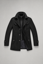 Men’s Wool-Blend Double-Collar Coat