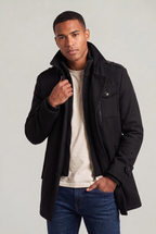 Men’s Wool-Blend Double-Collar Coat