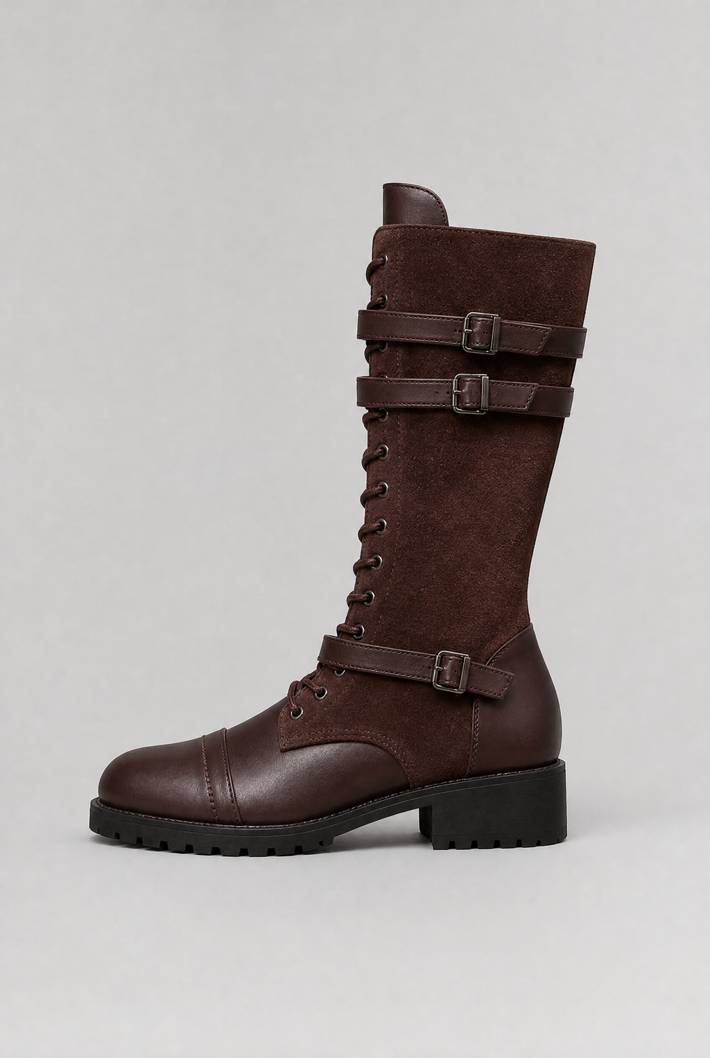 Women’s Denim Buckled Mid-Calf Boots
