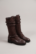 Women’s Denim Buckled Mid-Calf Boots