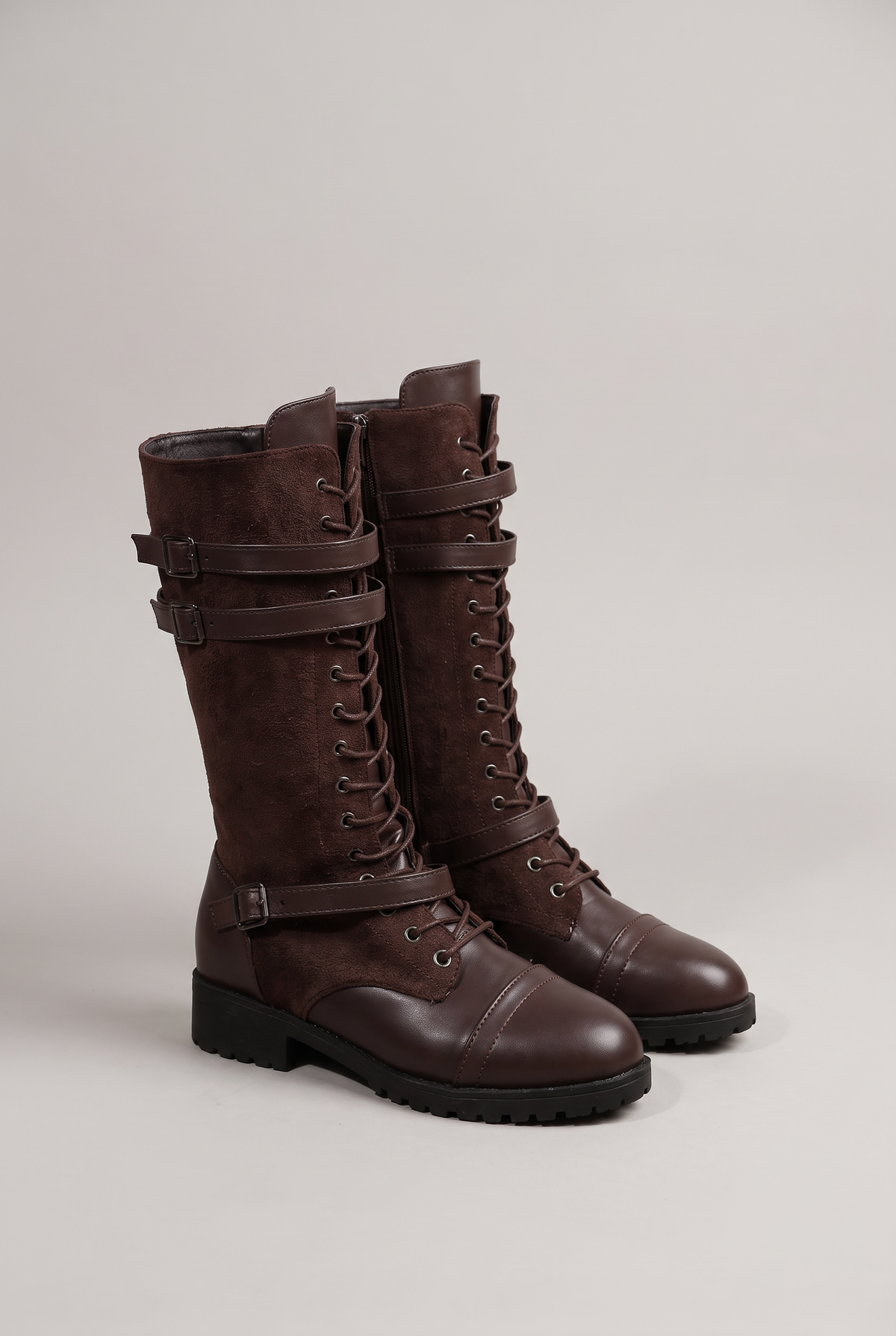 Women’s Denim Buckled Mid-Calf Boots