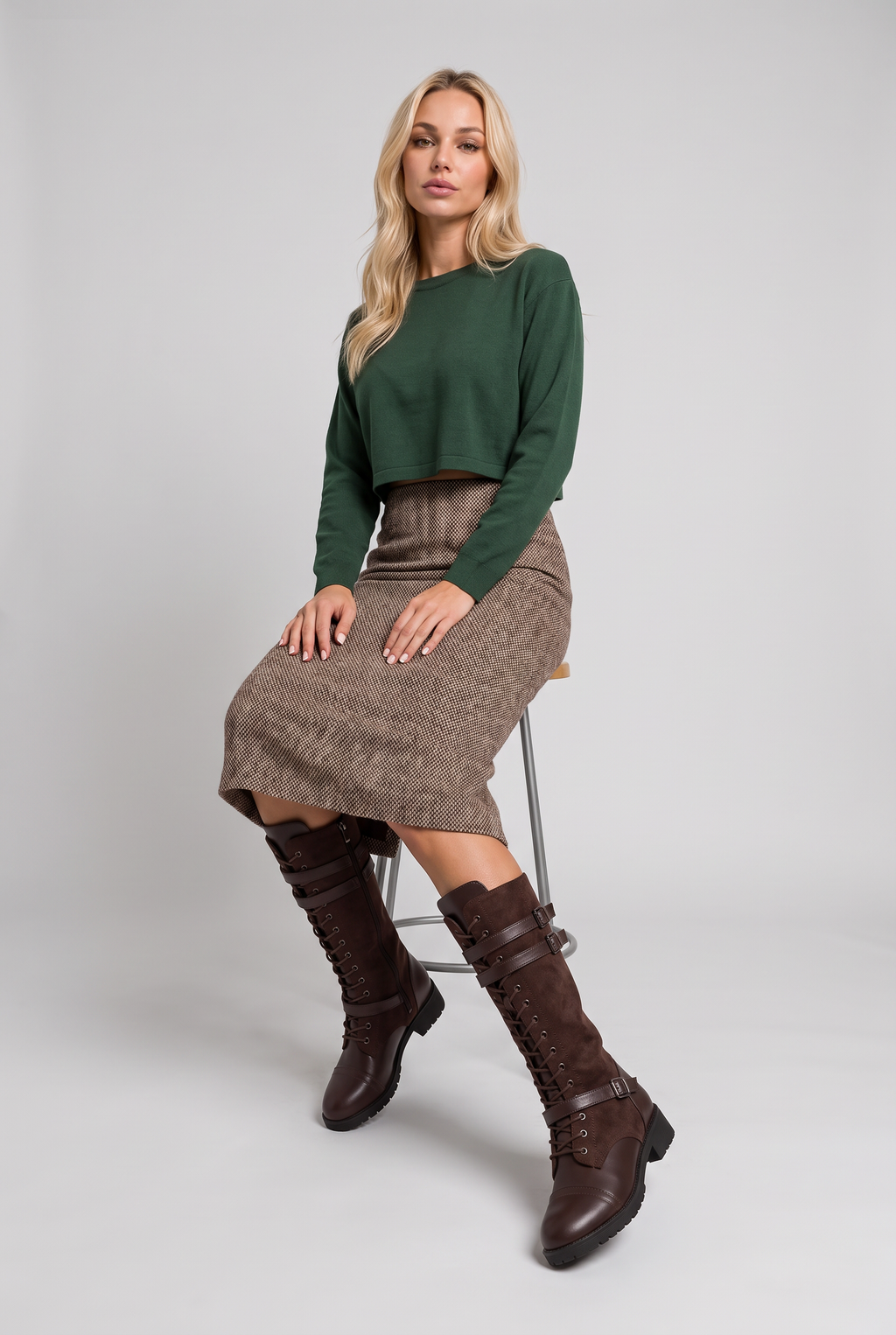 Women’s Denim Buckled Mid-Calf Boots