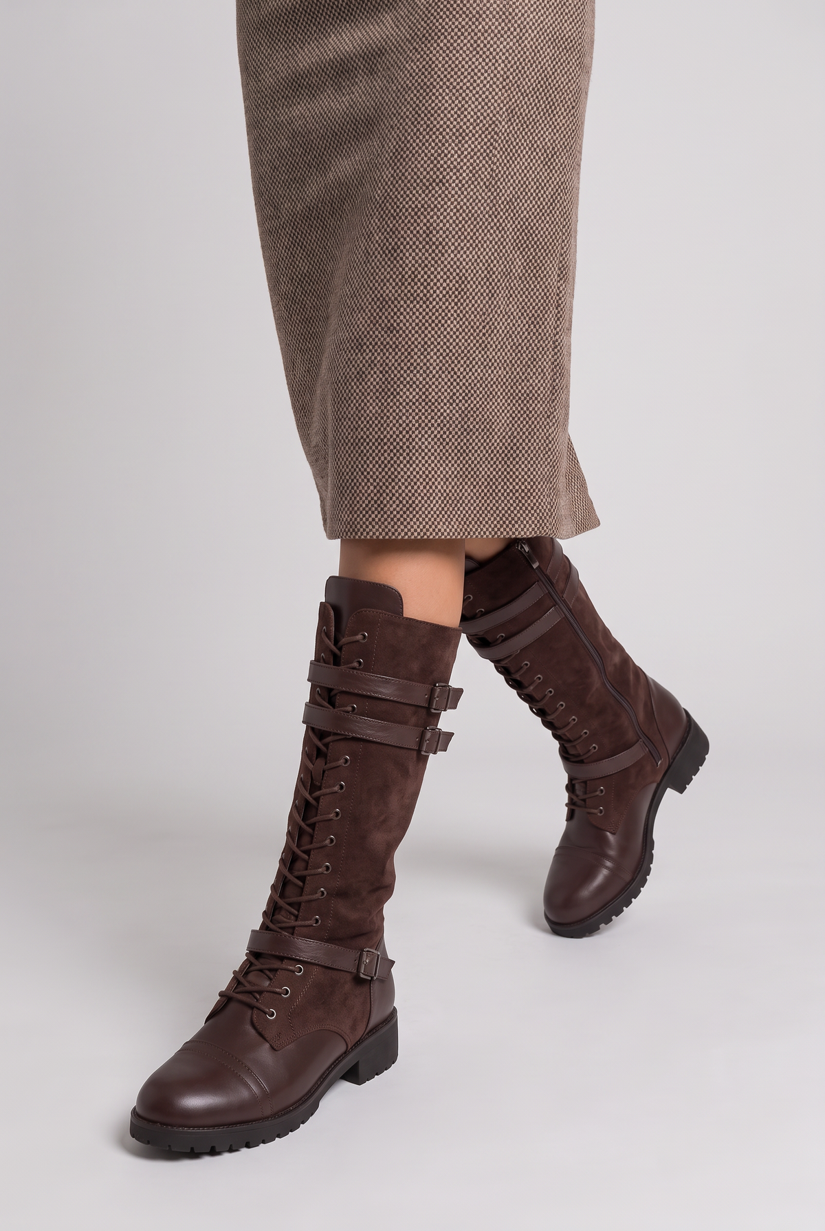 Women’s Denim Buckled Mid-Calf Boots