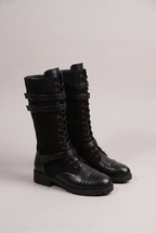 Women’s Denim Buckled Mid-Calf Boots