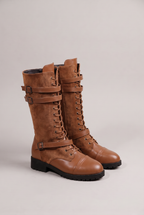 Women’s Denim Buckled Mid-Calf Boots