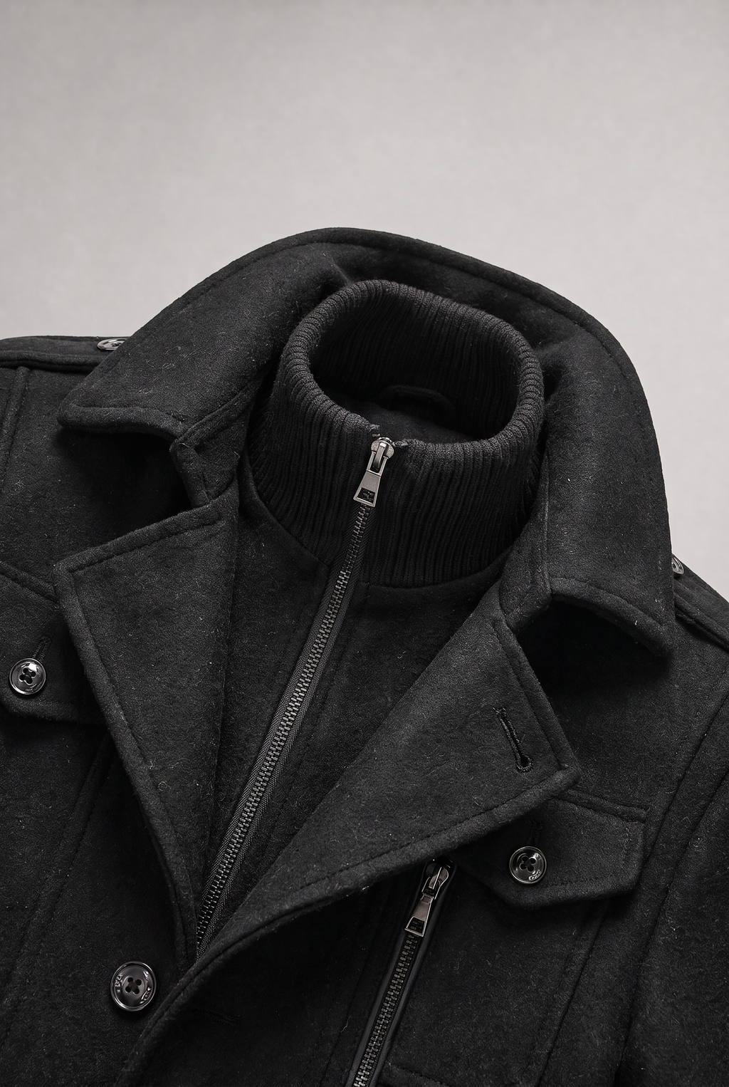 Men’s Wool-Blend Double-Collar Coat