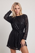 Women’s Sequin Mini Dress Tie Waist