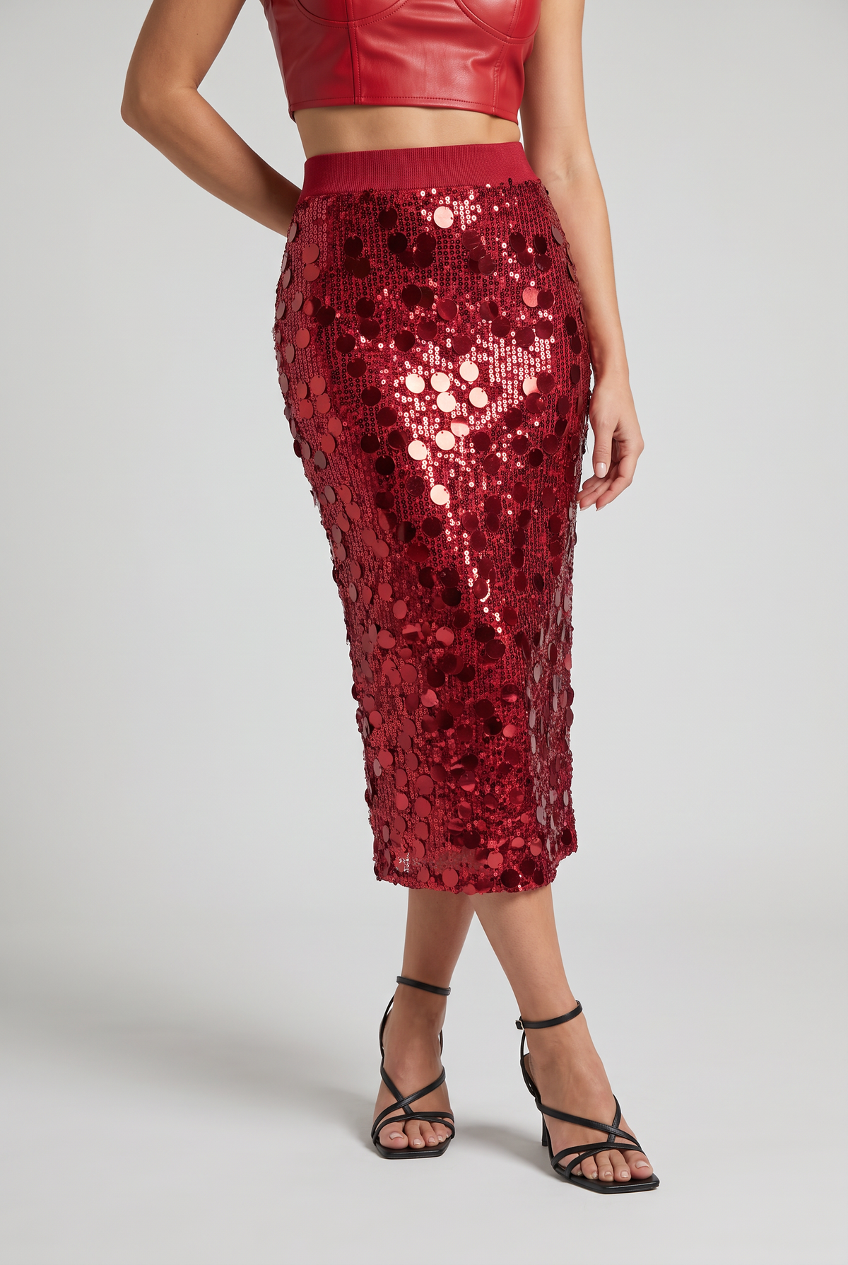 Women’s Sequin Midi Skirt High Waist