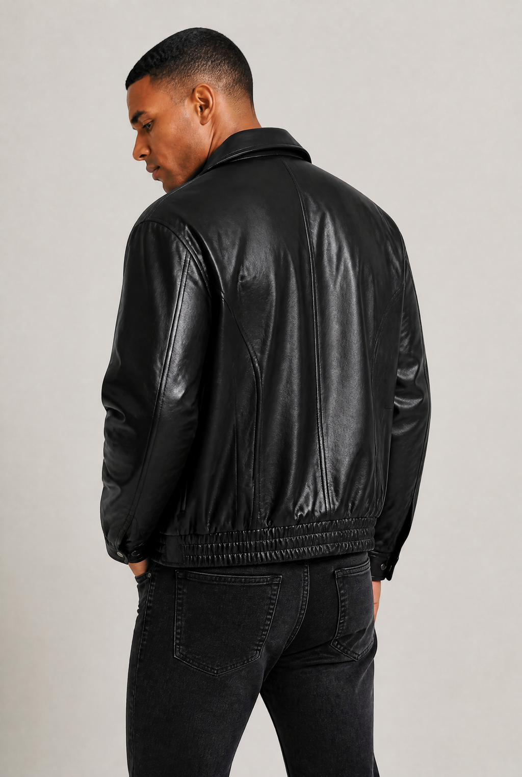 Men’s Leather-Look Blouson Jacket