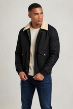 Men’s Fleece Lined Shearling Collar Aviator Jacket