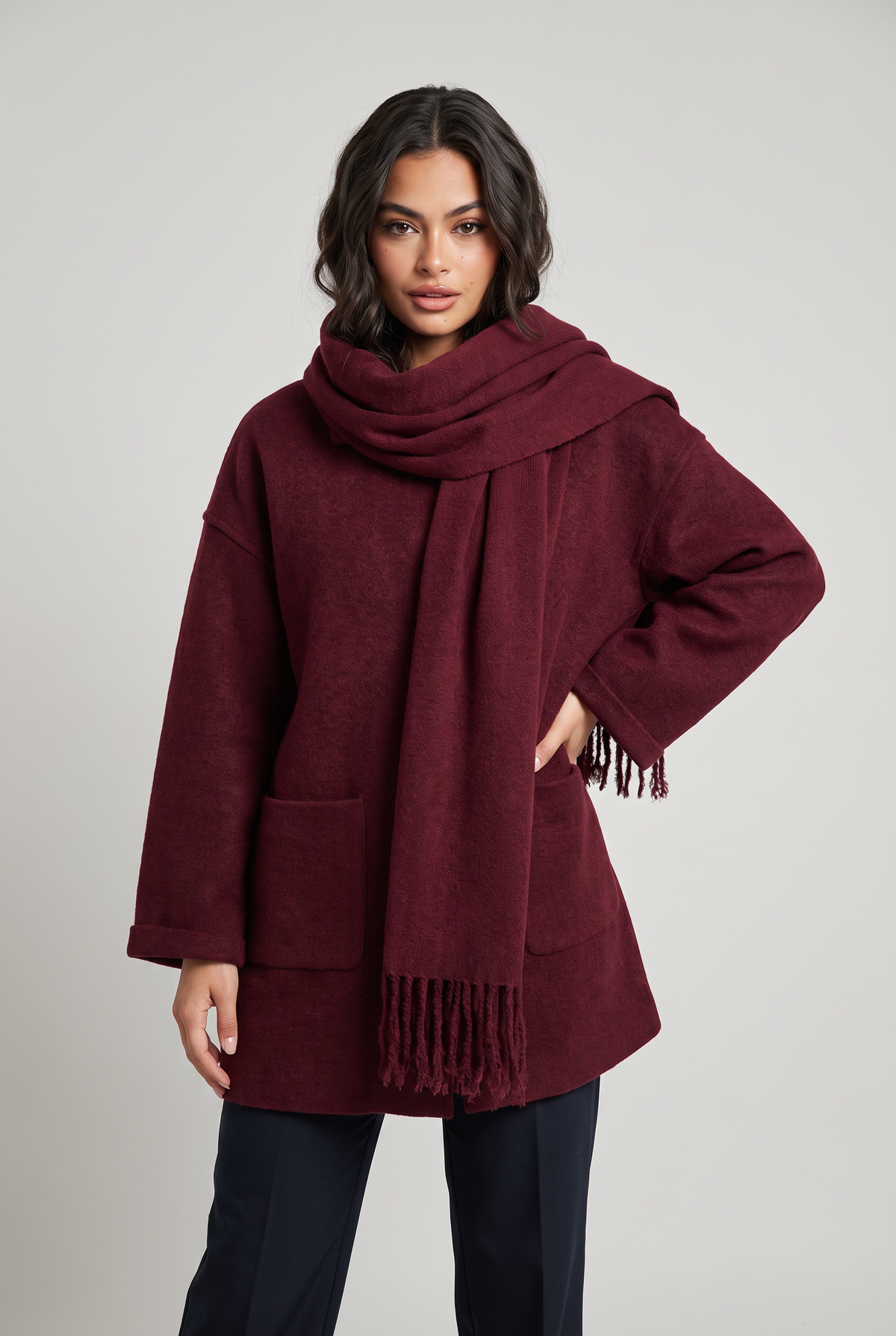 Women’s Scarf Coat Button Front