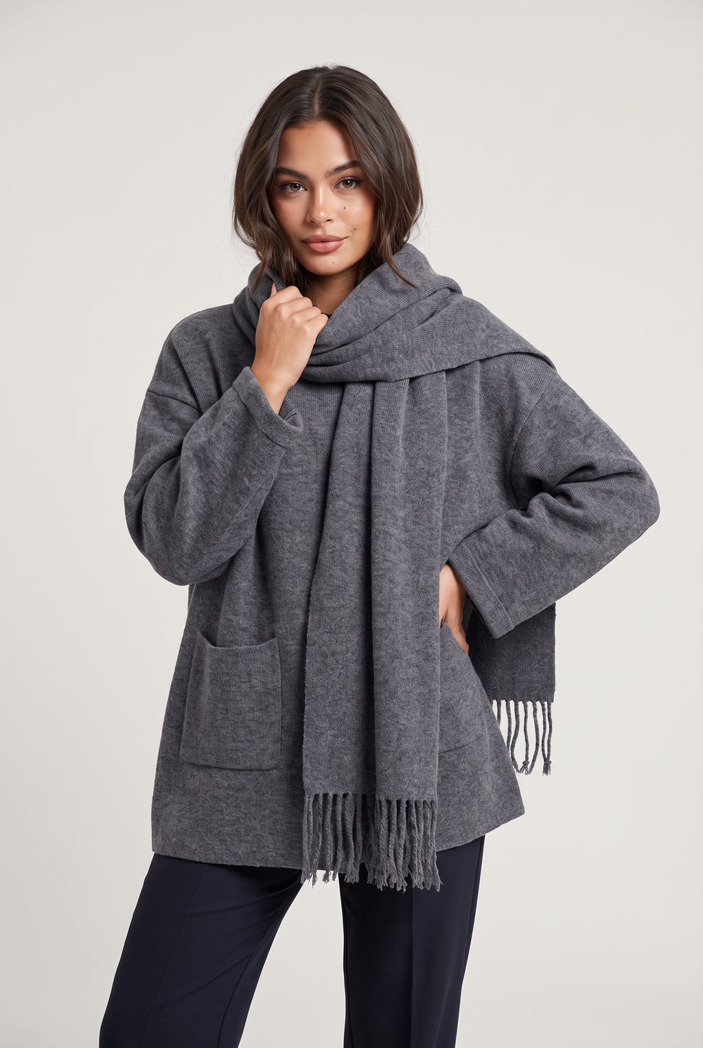 Women’s Scarf Coat Button Front
