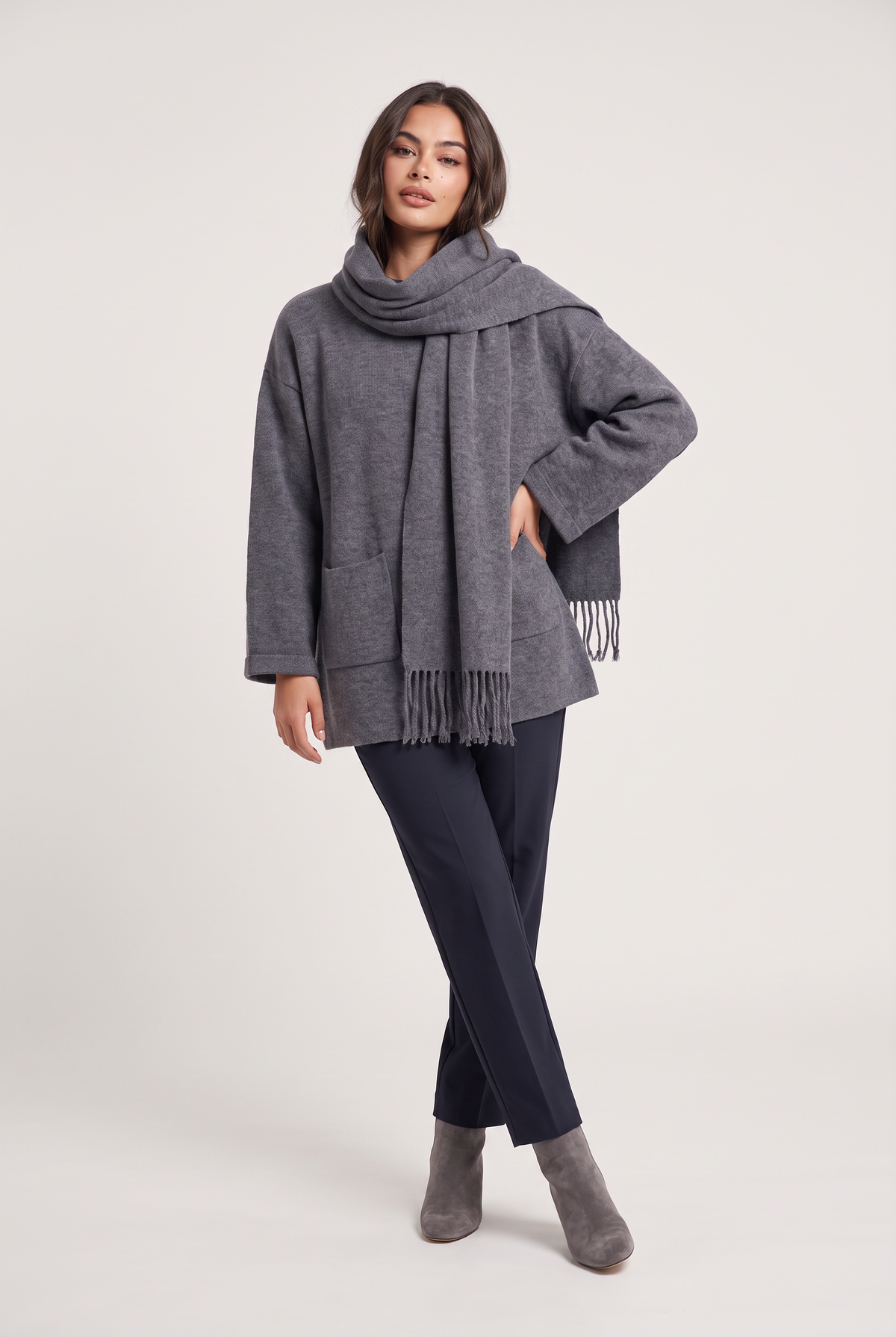 Women’s Scarf Coat Button Front