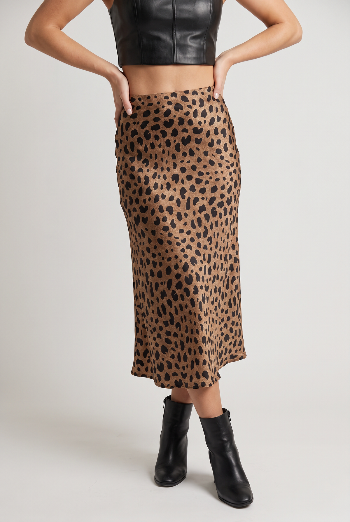 Women’s Polka Dot Satin Look Midi Skirt