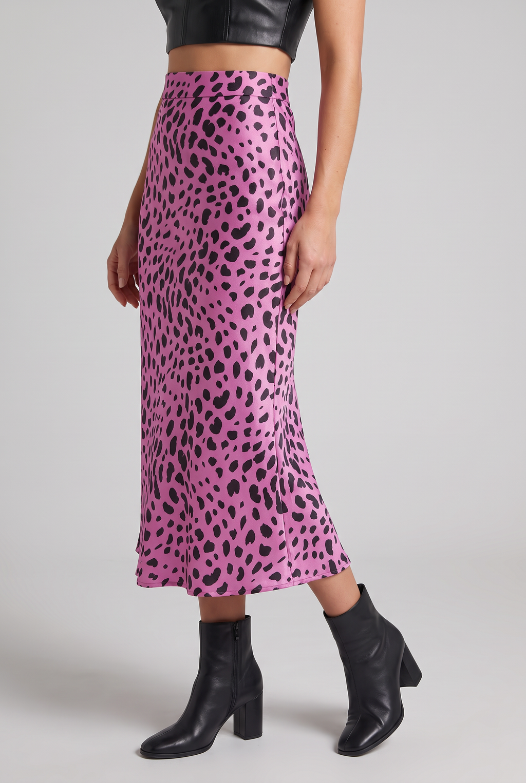 Women’s Polka Dot Satin Look Midi Skirt