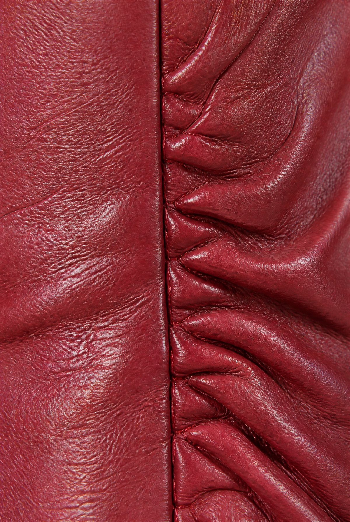 Women’s Leather-Effect Gloves Ruched Cuff
