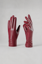 Women’s Leather-Effect Gloves Ruched Cuff