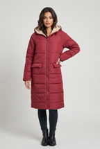 Women’s Fleece Lined Longline Quilted Puffer Coat