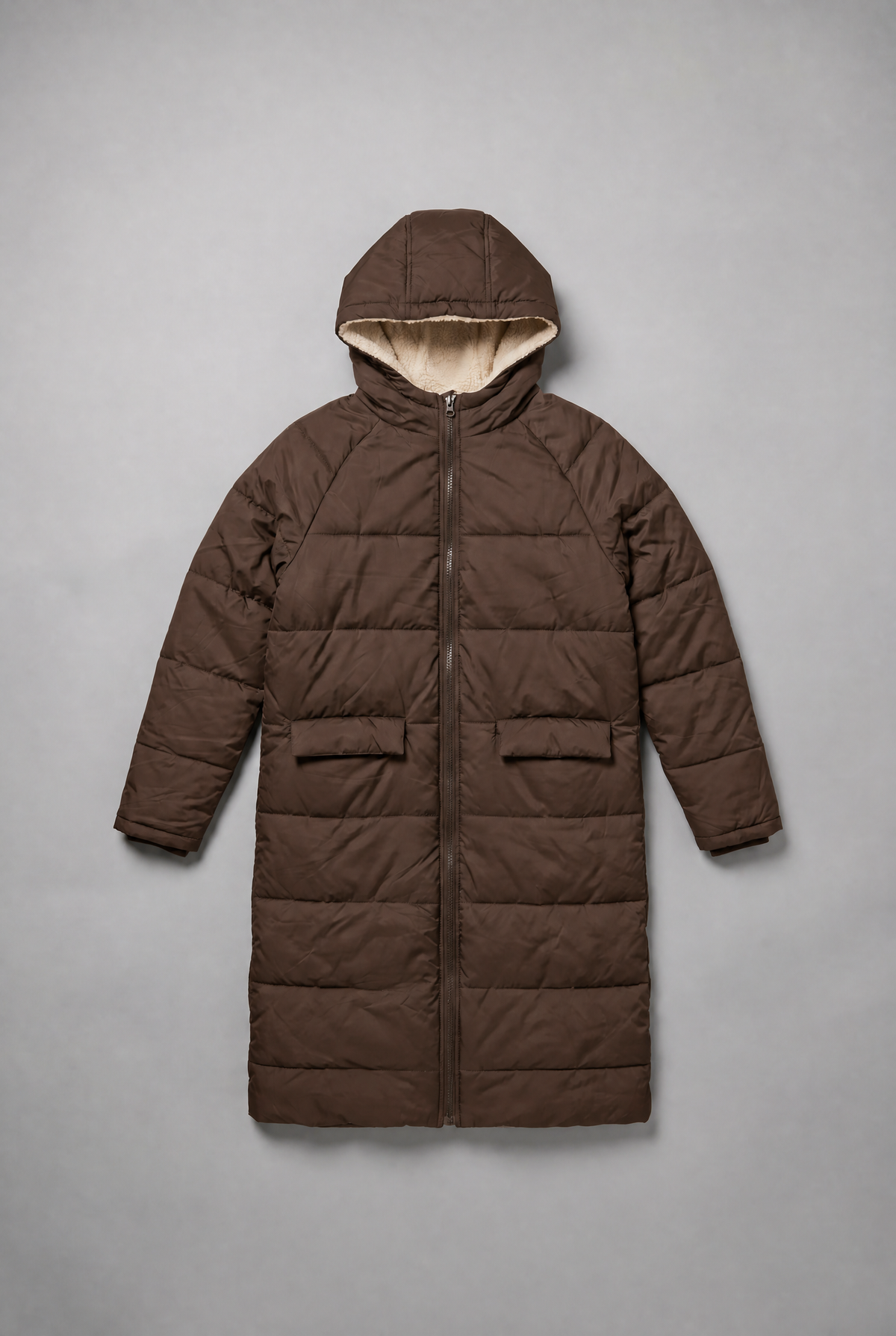 Women’s Fleece Lined Longline Quilted Puffer Coat