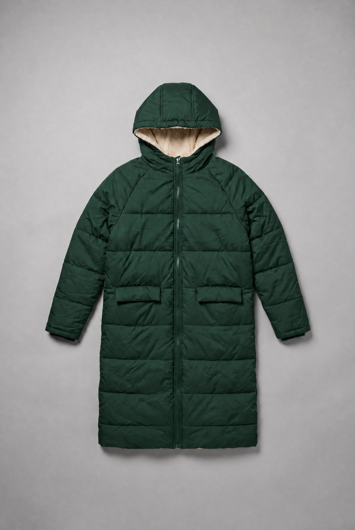 Women’s Fleece Lined Longline Quilted Puffer Coat