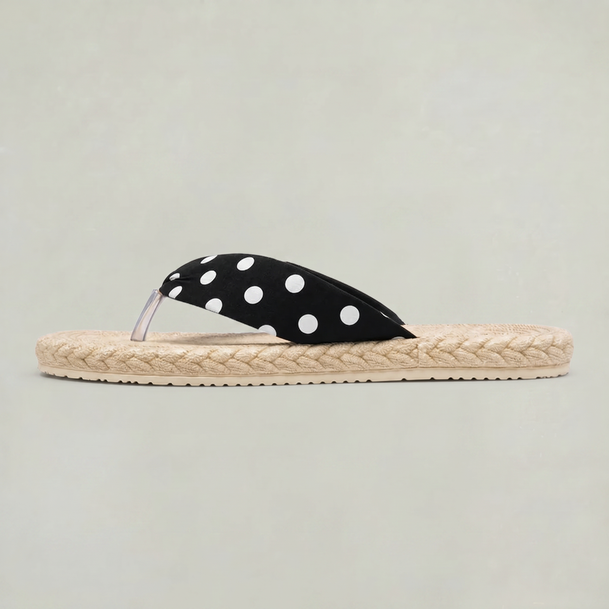 Women’s Black Polka Dot Flip Flops - Beach Sandals with Textured Sole