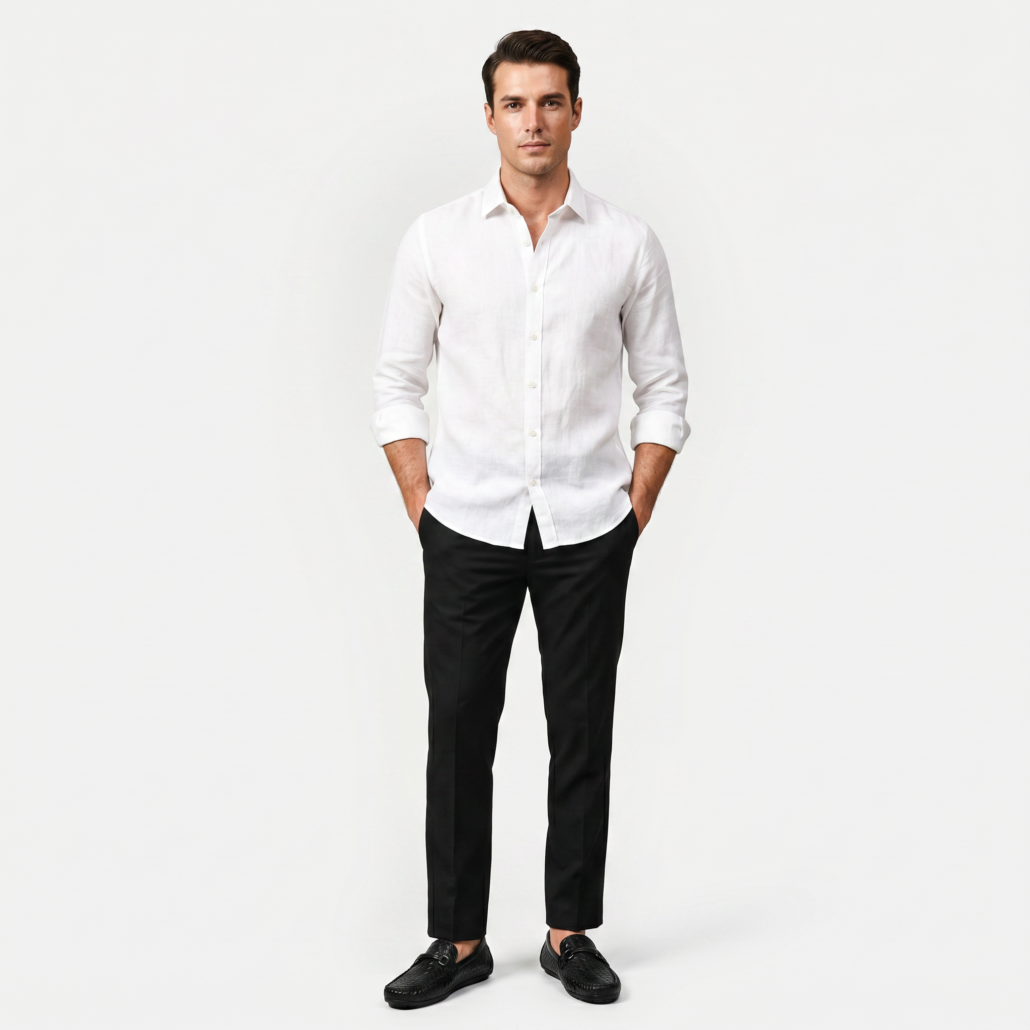Men's Woven Leather Slip-On Driving Loafers