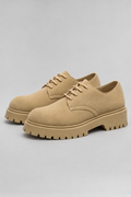 Men’s Suede-Effect Vintage-Style Derby Shoes Chunky Sole