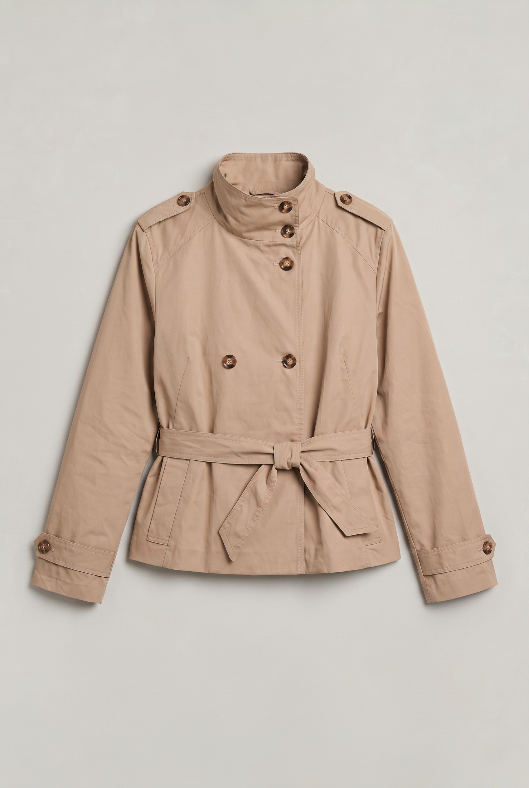Women’s Cropped Double-Breasted Belted Trench Coat