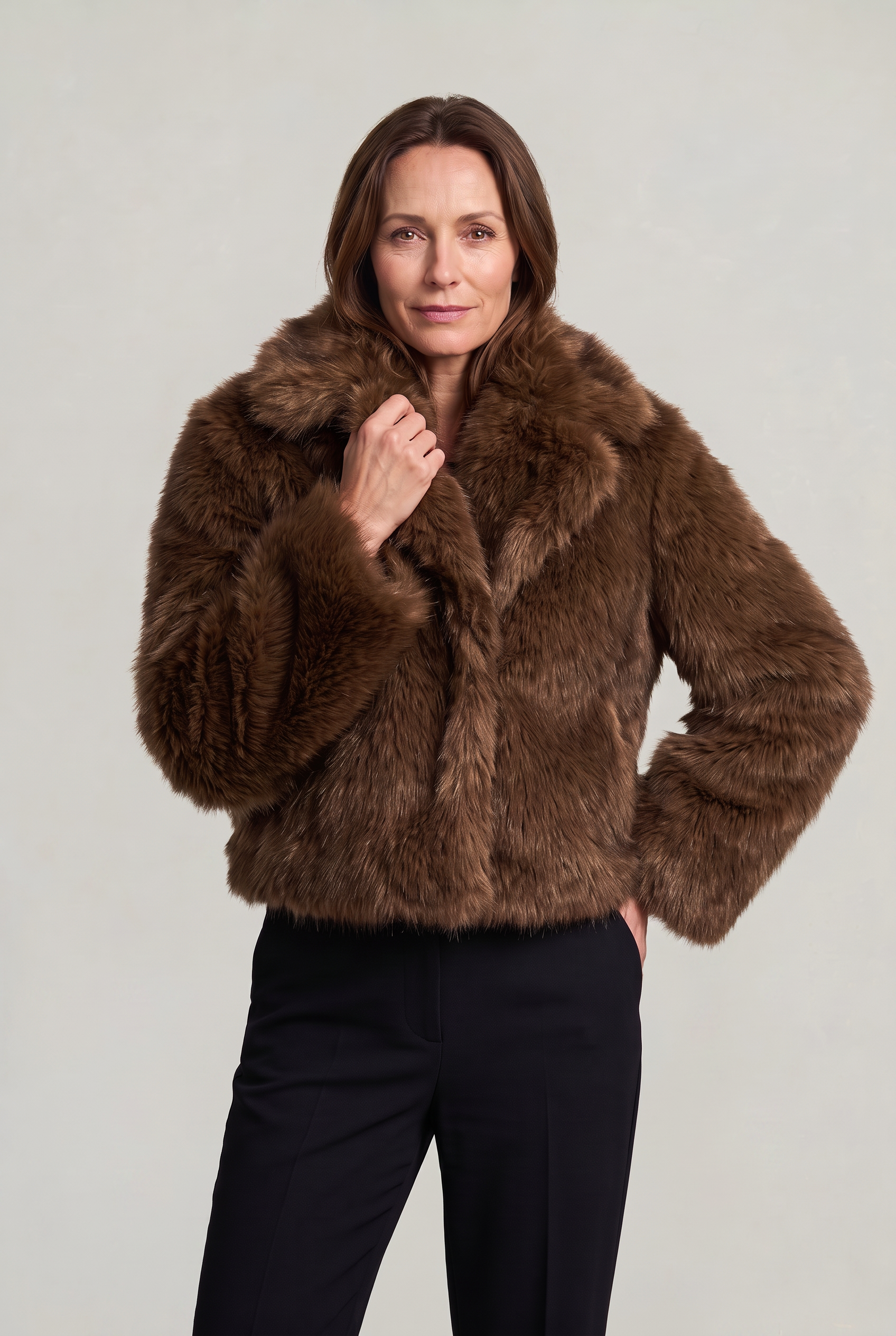 Women’s Cropped Shaggy Faux-Fur Jacket