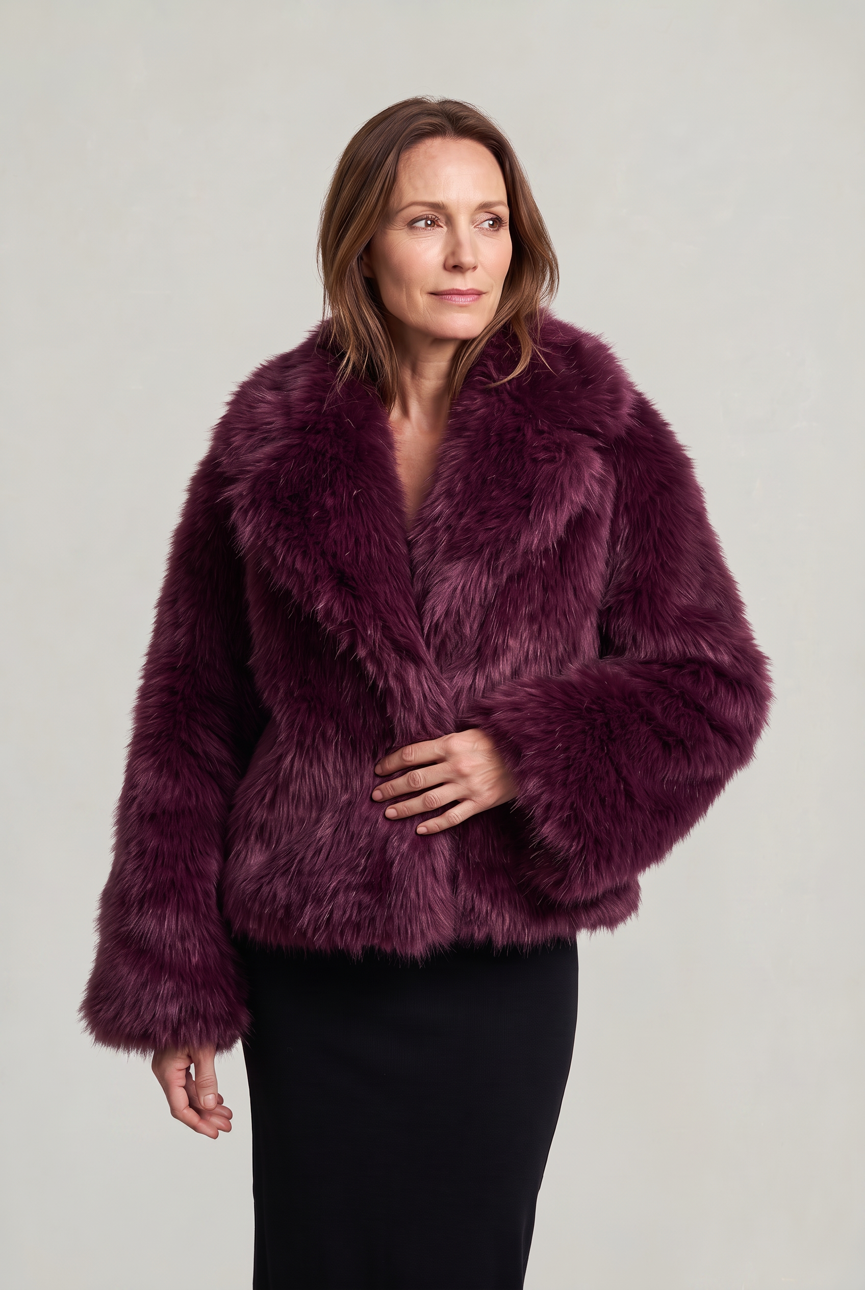 Women’s Cropped Shaggy Faux-Fur Jacket
