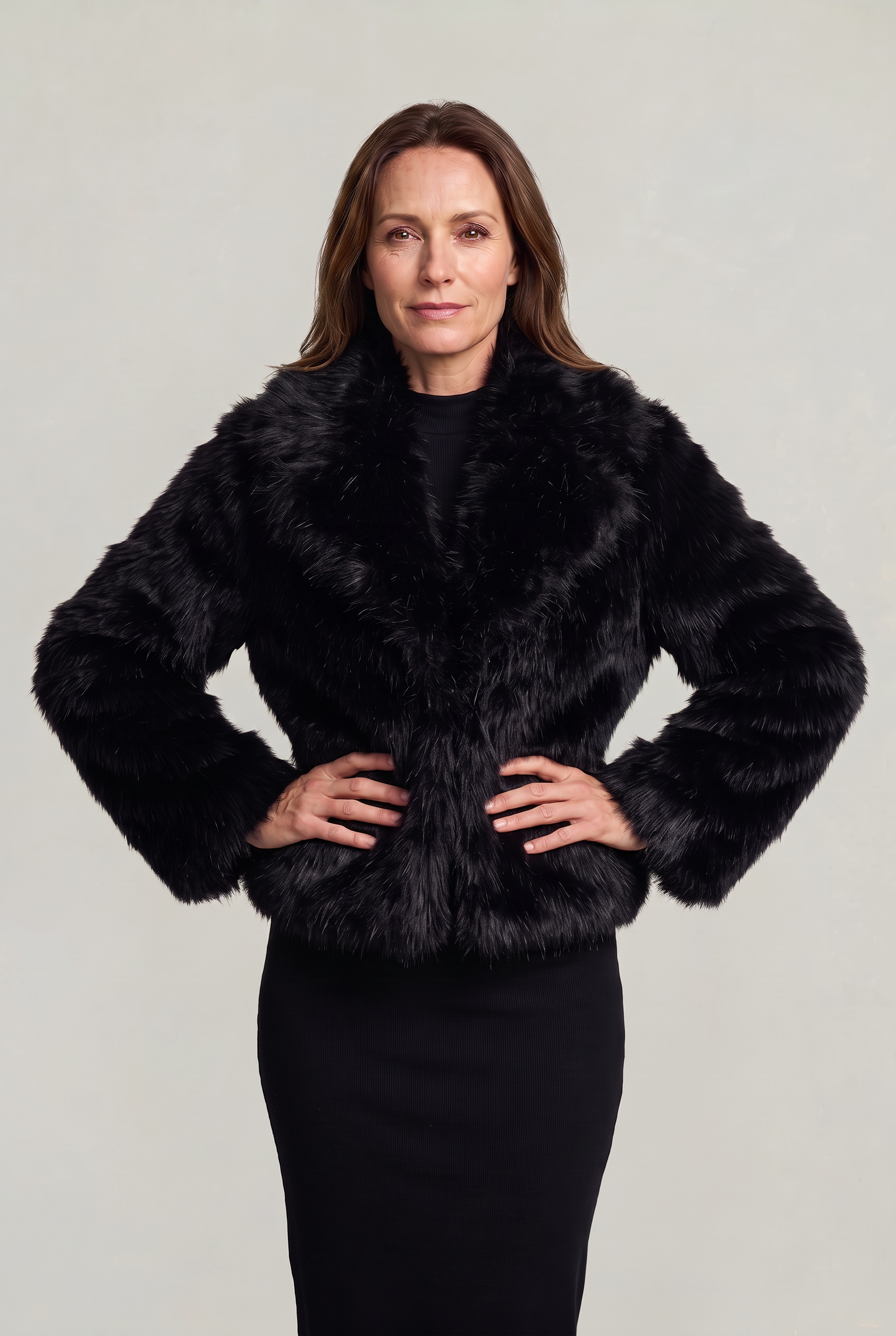 Women’s Cropped Shaggy Faux-Fur Jacket