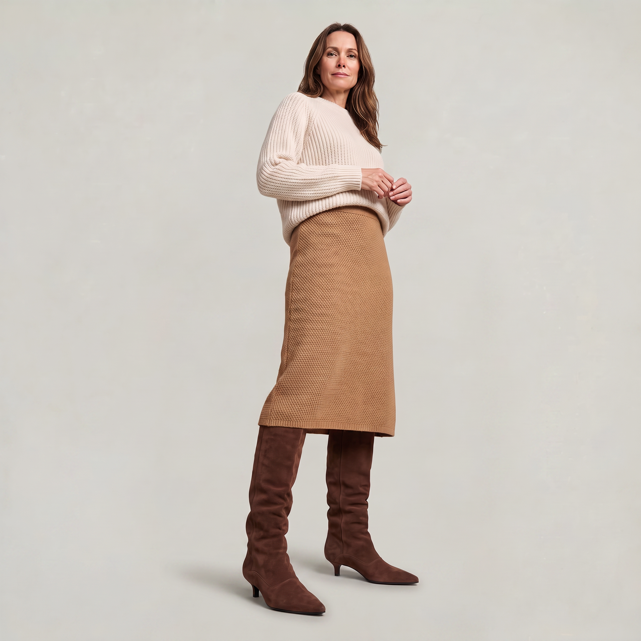 Women’s Suede Knee-High Slouch Boots - Pull-On Style