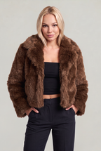 Women’s Cropped Shaggy Faux-Fur Jacket