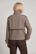 Women’s Houndstooth Funnel Neck Double-Breasted Jacket