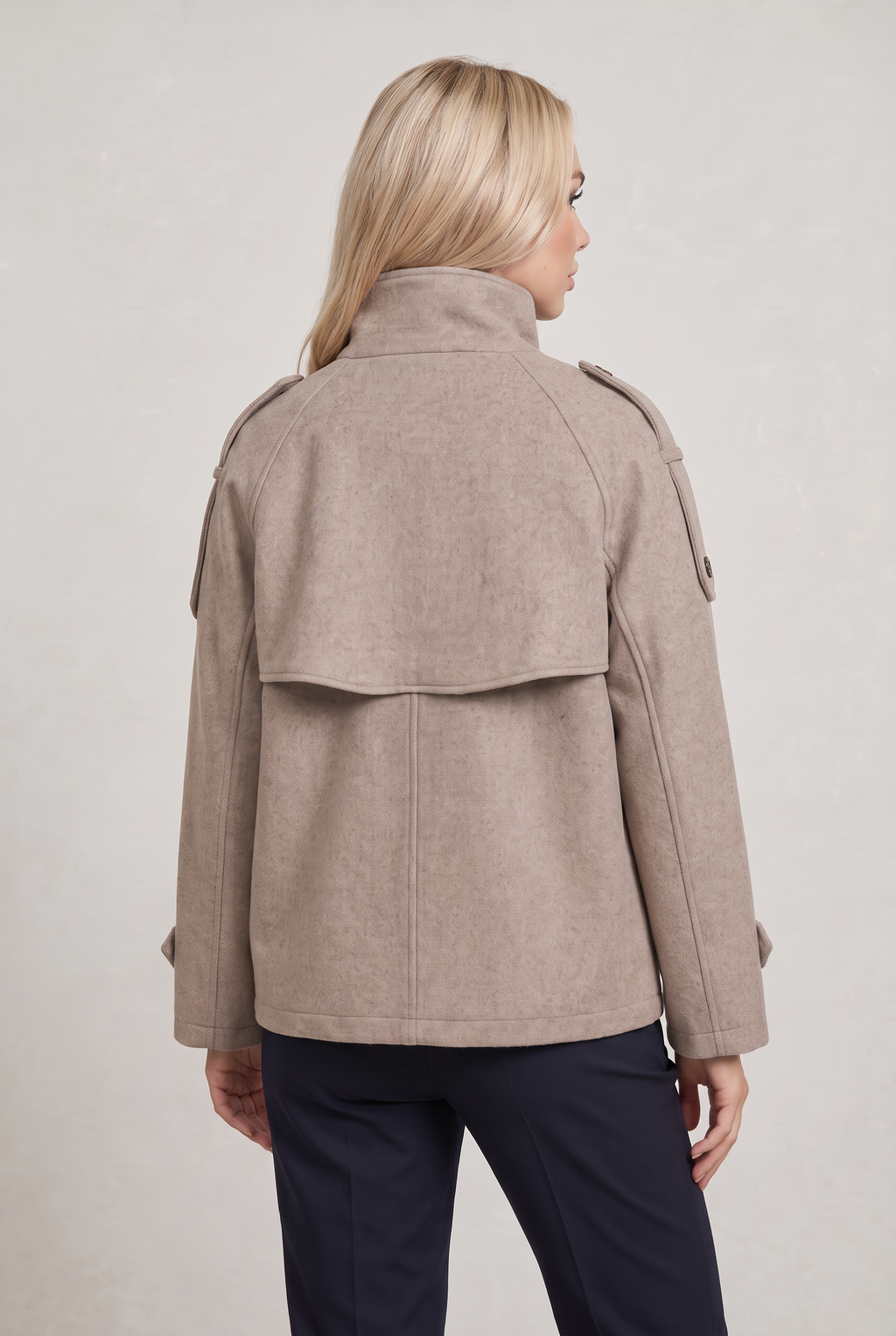 Women’s Button-Up High Collar Pea Coat