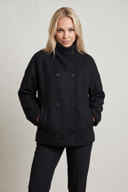 Women’s Double-Breasted High Collar Pea Coat