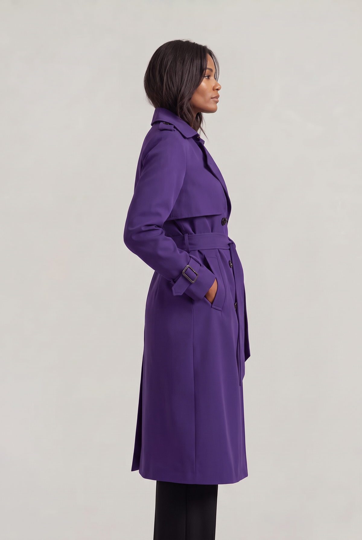 Women's Double-Breasted Belted Longline Trench Coat