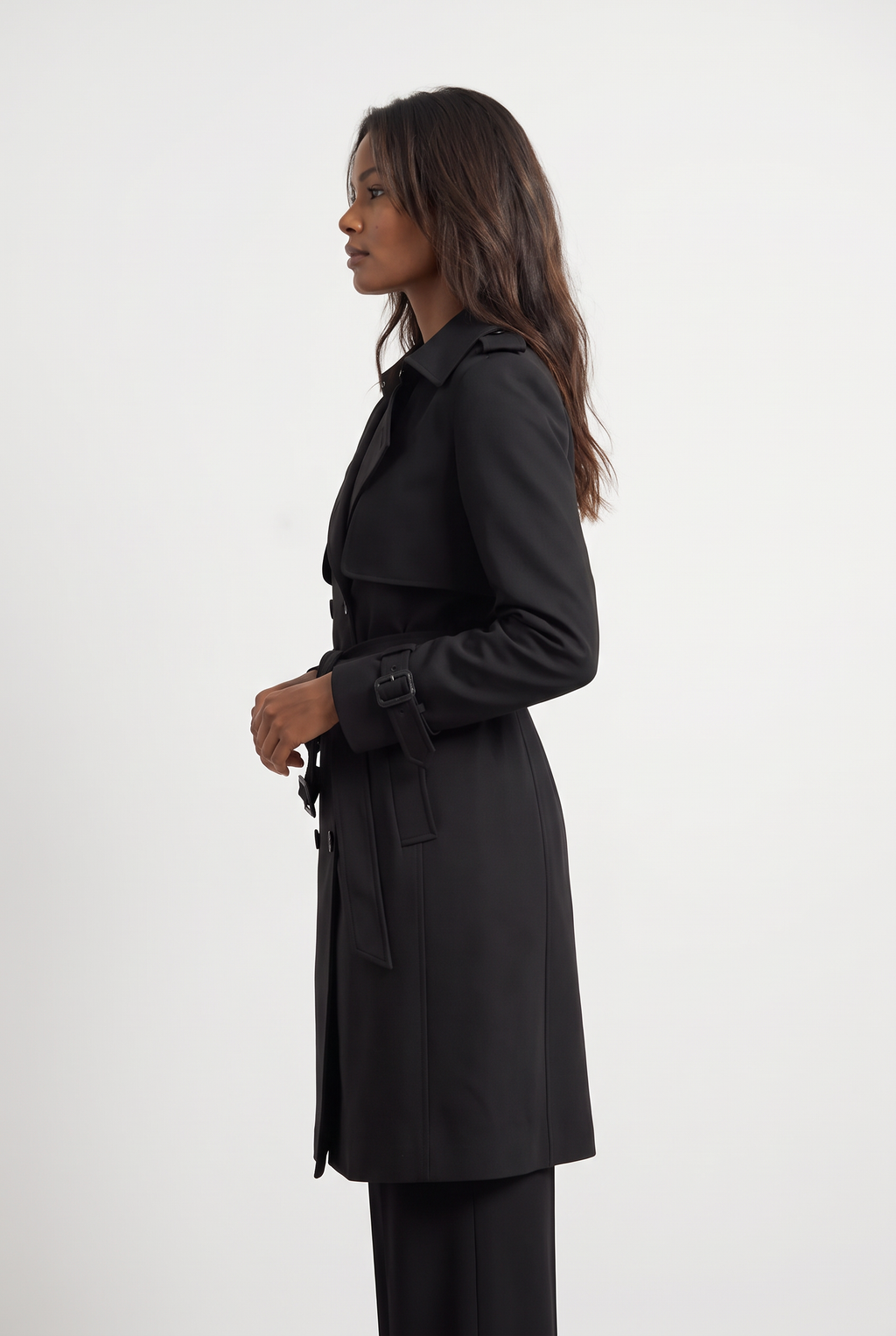 Women's Double-Breasted Belted Longline Trench Coat