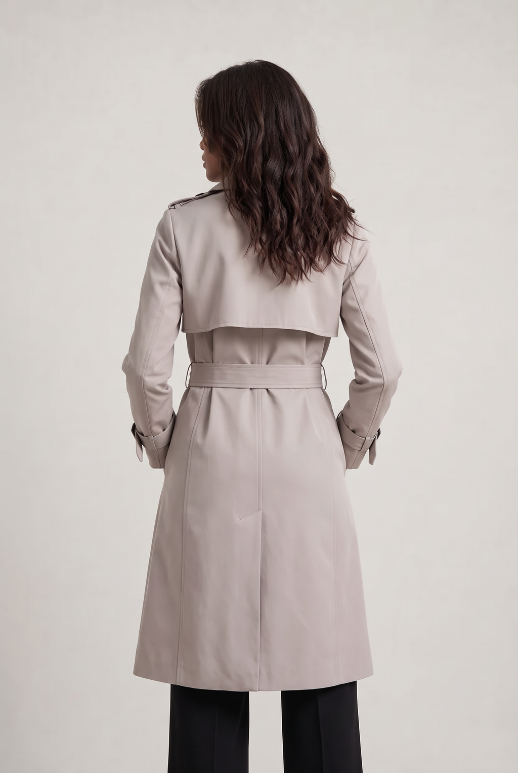 Women's Double-Breasted Belted Longline Trench Coat