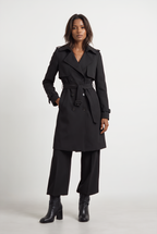 Women's Double-Breasted Belted Longline Trench Coat