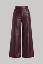 Women’s High-Waist Faux Leather Wide-Leg Trousers