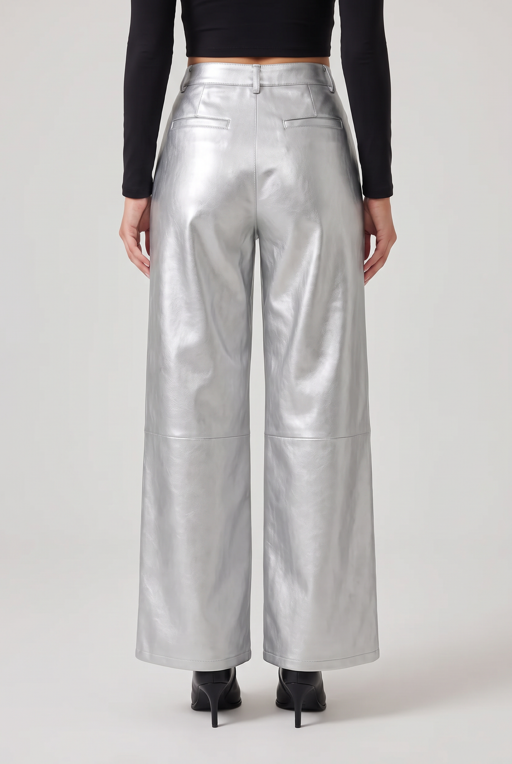 Women’s High-Waist Faux Leather Wide-Leg Trousers