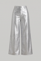 Women’s High-Waist Faux Leather Wide-Leg Trousers