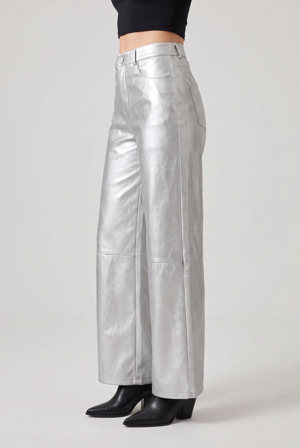 Women’s High-Waist Faux Leather Wide-Leg Trousers
