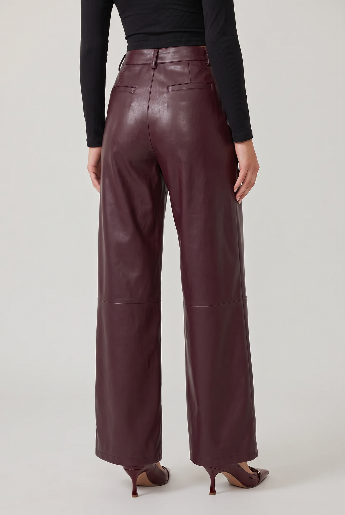 Women’s High-Waist Faux Leather Wide-Leg Trousers