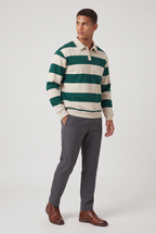 Men’s Rugby Polo - Striped Long Sleeve Shirt