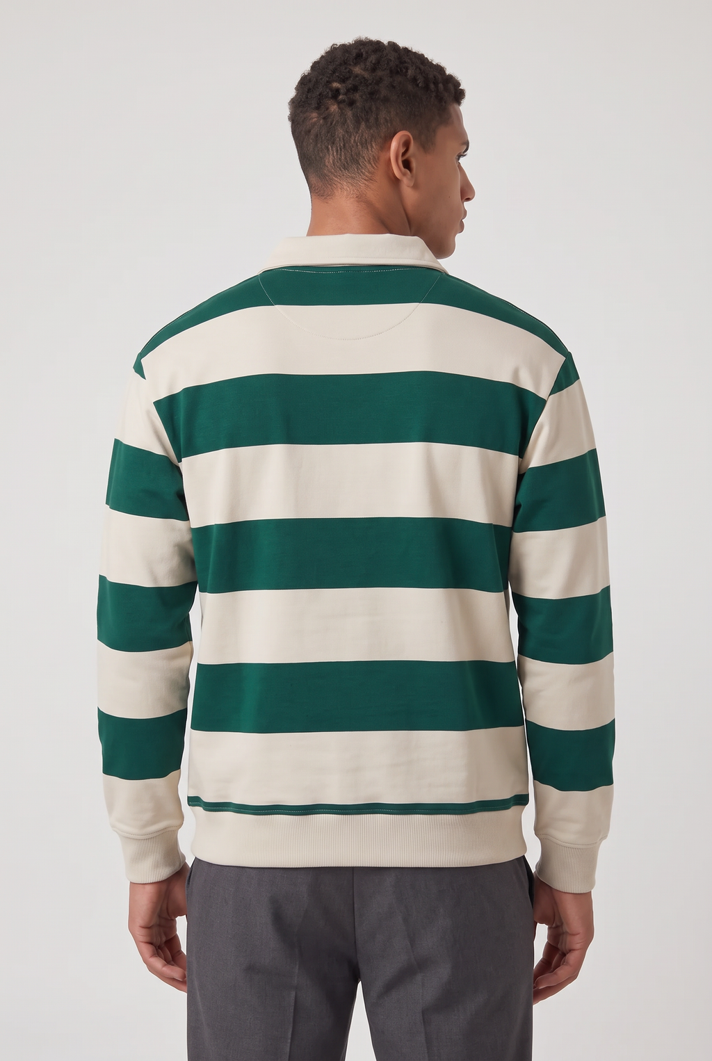 Men’s Rugby Polo - Striped Long Sleeve Shirt