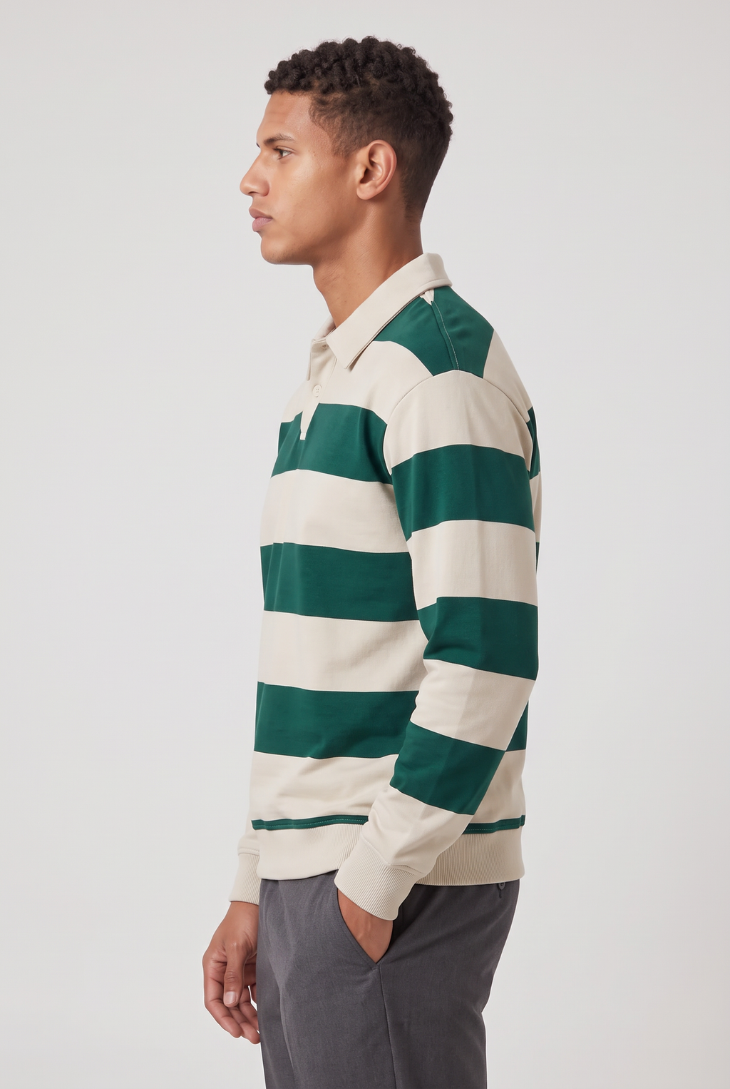 Men’s Rugby Polo - Striped Long Sleeve Shirt