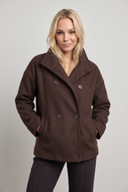 Women’s Double-Breasted High Collar Pea Coat